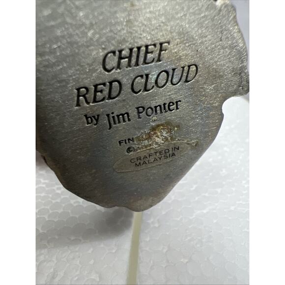 Vintage 1992 Red Cloud Franklin Mint Chief Jim Ponter Pewter Native American - Picture 6 of 9